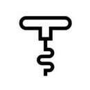 Schwarz-weiß Icon eines Korkenziehers mit T-Griff, symbolisiert Weinöffnung oder Barservice bei Events.